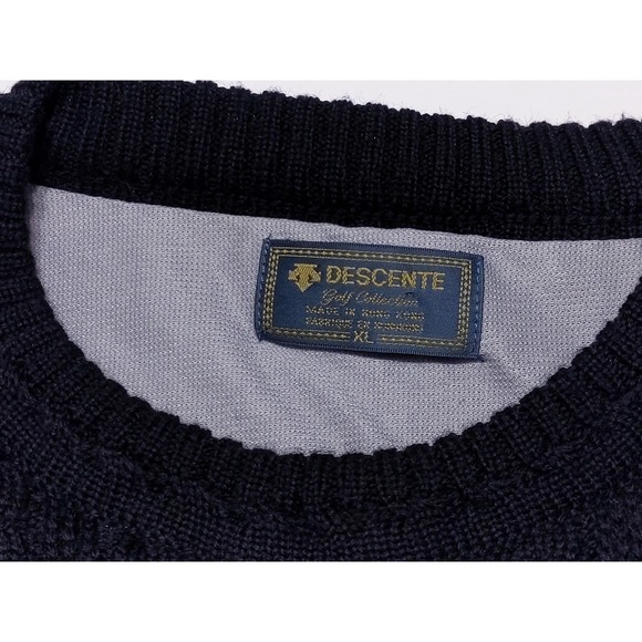 Vintage DESCENTE Walt Disney World Golf Classic Cable Knit Wool Sweater Black XL - Picture 2 of 12